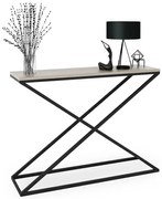 Nowoczesna konsola z metalowym stelażem czarny + dąb sonoma S7-F14