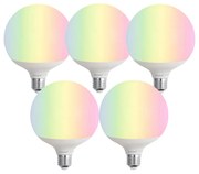 Zestaw 5 inteligentnych żarówek LED E27 G120 Matowe RGBW 9W 806 lm 2700-6500K
