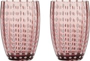 Szklanka Zafferano Perle Amethyst - dmuchane ustami kolorowe szkło, 32 cl, ręcznie robione - zestaw 2 kieliszków rzemieślniczych do wody lub koktajli