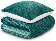 KOC I PODUSZKA WARM HUG TURKUSOWY OMBRE 130x190 cm Lazurowy