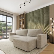 Masseno Narożnik BELARO z funkcją spania i pojemnikiem na pościel Narozniki L, Rozkładana sofa - Kremowy, BELLA 05