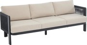 Kanapa  ogrodowa 3-osobowa z aluminium i plecionki - Czarna z beżowymi poduszkami - HELYSI od MYLIA