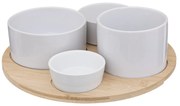 Zestaw do przekąsek z 4 miseczkami na bambusowej tacy