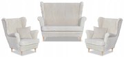 Zestaw uszak Rene Estella sofa fotele Family Meble beżowy sztruks