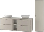 Kaszmirowy Zestaw Łazienkowy 140cm Szafka z Blatem Regał Umywalka Słupek Delica