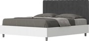 Łóżko wyposażone w stelaż z listwami 160x200 konstrukcja Frassino biała zagłówek microfibra Szary Kaia