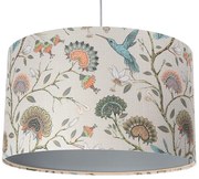 Srebrna lampa wisząca z dekoracyjnym abażurem - S385 B3-N35