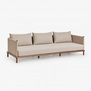 Sofa Olivia 3-osobowa Z Drewna Akacjowego Kremowa Semoline - Sklum