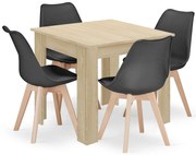 Zestaw skandynawski stół dąb sonoma i 4 czarne krzesła Z3-G04