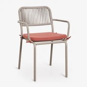 Zestaw 4 Sztaplowanych Krzeseł Ogrodowych Z Podłokietnikami Z Plecionej Liny Arhiza Brązowy Moka - Terakota - Sklum