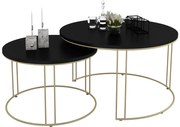 Dwa stoliki kawowe w stylu glamour złoty + czarny A5-B76