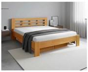 Podwójne łóżko z litego drewna z miejscem do przechowywania ANGELA 180x200 cm orzech jasny