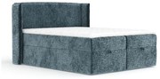 Niebieskie łóżko boxspring ze schowkiem 200x200 cm Passion – Maison de Rêve