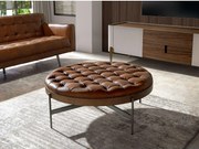 Okrągły stolik kawowy z ciemnobrązowej skóry, orzecha i ciemnej stali 2147 ANGEL CERDA