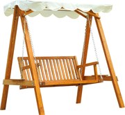 Outsunny huśtawka ogrodowa drewniana dla 2 osób wygodna ławka na taras i do ogrodu relaks | Aosom PL