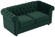 Kanapa 2 osobowa z zielonego weluru - CHESTERFIELD