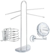 Lusterko kosmetyczne LUMI LED, uchwyt na suszarkę do włosów i prostownicę, stojak na ręczniki - zestaw, WENKO