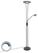 Nowoczesna lampa stojąca czarna w tym LED z ramieniem do czytania - Divine