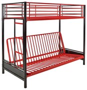 Łóżko antresola MODULO IV - 90 × 190 cm - Czarny i czerwony