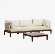 Zestaw Ogrodowy Z 3-częściową Modułową Sofą Z 2 Narożnymi Fotelami I Stolikiem Kawowym Z Akacji Giulia Ciemny Akacjowy Brąz - Sklum