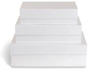 Białe kartonowe pojemniki dekoracyjne z pokrywką zestaw 3 szt. 42,5x29,5x13 cm Kian Paper Laminate – Bigso