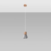 Lampy wiszące nowoczesny Polaric, beton - 1 źródło światła 4000K - L.10 x H.120 cm - szary/naturalne drewno