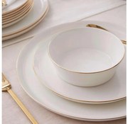24-częściowy zestaw obiadowy, biały/złoty, porcelana