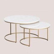 Zestaw Stolików Nocnych Z Marmuru Kaley Biały Marmur - Sklum