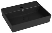 Umywalka ceramiczna nablatowa / wisząca czarna z półką i otworem na baterie 60x45 cm LERA black