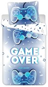 Biało-niebieska bawełniana pościel dziecięca jednoosobowa 140x200 cm Game over – Jerry Fabrics