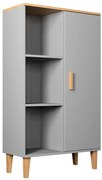 Regał szary + hikora na dębowych nóżkach B5-D29