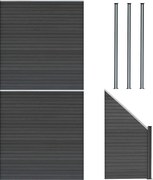Panele ogrodzeniowe kompozytowe x 2, element kątowy i słupki LED x 3 - szare