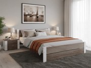 Łóżko IKAROS DOUBLE 140 x 200 cm, biały/dąb truflowy Stelaż: Ze stelażem listwowym rolowanym elastycznym, Materac: Bez materaca