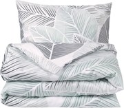 Matex Pościel satynowa Szare liście, 140 x 200 cm,70 x 90 cm