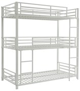 Potrójne łóżko piętrowe 3 x 90 x 190 cm – Metal – Biały – ELOUAN III
