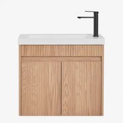 Zestaw Wiszących Mebli Łazienkowych Zintegrowany Z Umywalką Narek Popielaty Brąz & Bezlusterkowiec & Czarny ↑20 - Sklum