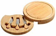 Kesper 58642 Deska do krojenia sera z sztućcami bambus, 23 x 23 x 3,6 cm