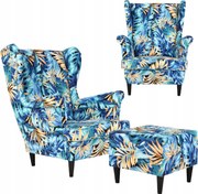 Fotel uszak z podnóżkiem Ari Print Family Meble