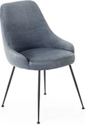 Nowoczesne krzesło tapicerowane "Alyssa" welurowe, kolor aqua grey, 49,5x48,5 cm, 80h