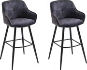 Zestaw 2 krzeseł barowych - tkanina i metal - antracyt - SHERRY