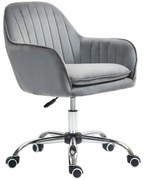 HOMCOM Regulowany Obrotowy Fotel Biurowy z Oparciem i Podłokietnikami, Szary