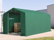TOOLPORT 4x8m Hala namiotowa - 3,0 m wysokość ścian bocznych z bramą na zamek błyskawiczny, PVC 850, ciemnozielony, ze statyką (podłoże gruntowe) - (93842)