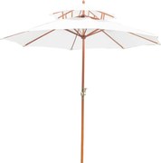 Outsunny Parasol ogrodowy z podwójnym dachem Drewniany kremowo-biały 2,7m Elegancka ochrona przeciwsłoneczna | Aosom PL