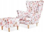 Fotel Uszak z pufką do gabinetu urody, salonu mody