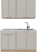 Kuchnia jednoosobowa szary/beżowy/złoty dąb 140x46x81.6 fame-line