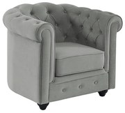 Fotel CHESTERFIELD - Jasnoszary welur