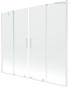 Mexen Velar Duo parawan nawannowy 2-skrzydłowy rozsuwany 200 x 150 cm, transparent, biały - 896-200-000-02-20