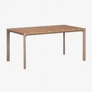 Prostokątny Stół Ogrodowy 160x90 Cm Z Aluminium I Drewna Tekowego Katiana Moka Brown - Sklum