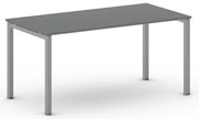 Stół konferencyjny do biura PRIMO SQUARE, 160x80 cm, szaro-srebrna podstawa, grafit