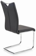 K224 krzesło czarny, tapicerowane, ekoskóra, chrom, na płozach, uchwyt